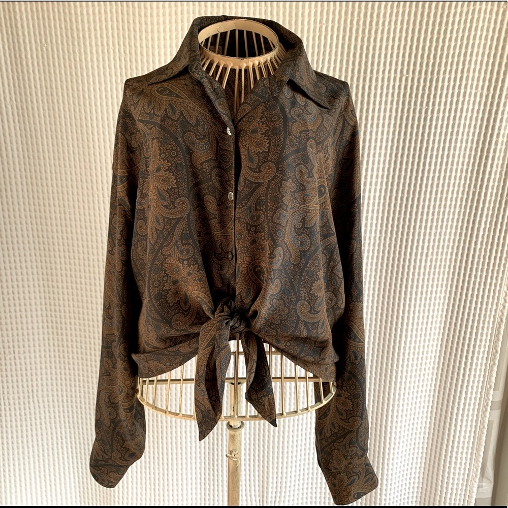 DKNY 100% Silk Blouse in Paisley